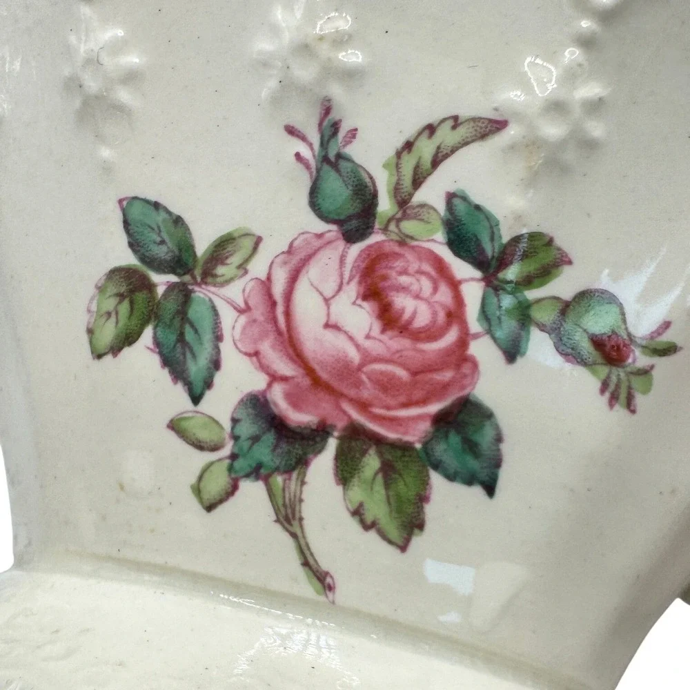 Spode Jewel Copeland England Sugar‎ Bowl Footed Rose Floral Lid Antique